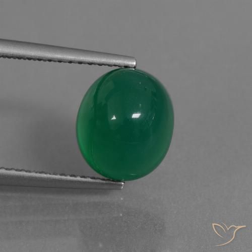 3.44ct Naturel Forêt verte Agate, ovale, Translucide