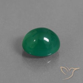 Agate Vert émeraude moyen naturelle ovale, 3.66 ct, Translucide