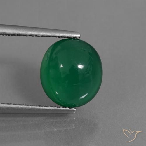 3.34ct Naturel Vert profond moyen Agate, ovale, Translucide