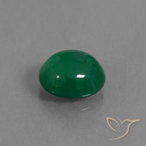 Agate Vert profond moyen naturelle ovale, 3.34 ct, Translucide