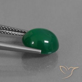 Agate Vert profond moyen naturelle ovale, 3.34 ct, Translucide