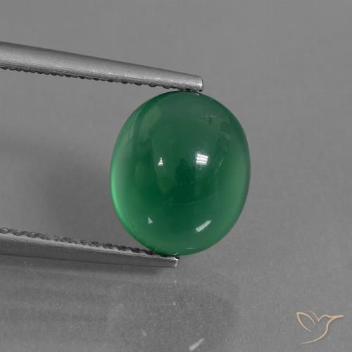 3.46ct Naturel Vert chaud Agate, ovale, Translucide