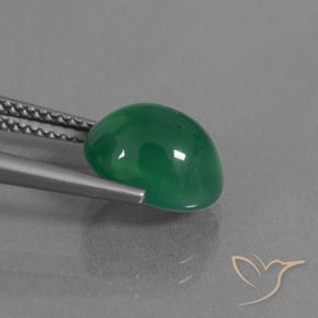 Agate Vert chaud naturelle ovale, 3.46 ct, Translucide