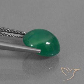 Agate Vert chaud naturelle ovale, 3.19 ct, Translucide