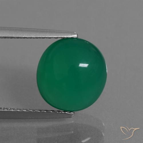 3.31ct Naturel Vert moyen Agate, ovale, Translucide, Photo A