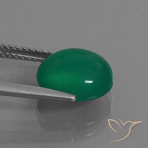 Agate Vert moyen naturelle ovale, 3.31 ct, Translucide