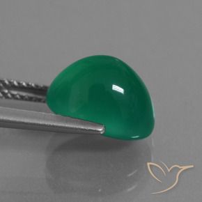 Agate Vert moyen naturelle ovale, 3.62 ct, Translucide