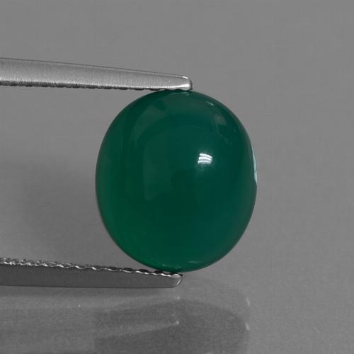 Agate Vert naturelle Coupe ovale, 3.48 ct, Translucide
