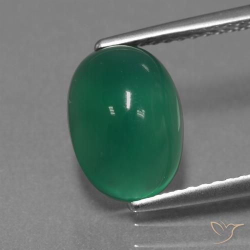 2.97ct Naturel Forêt verte Agate, ovale, Translucide
