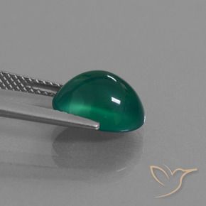Agate Forêt verte naturelle ovale, 3.64 ct, Translucide