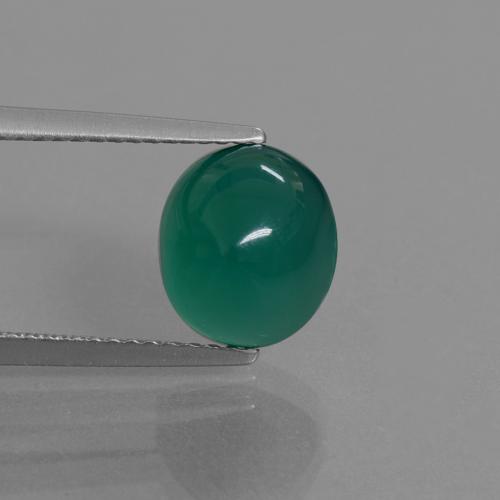 Agate vert naturelle coupe ovale, 3,55 ct, translucide