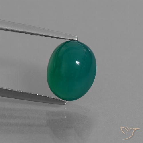 Agate vert naturelle coupe ovale, 3,04 ct, translucide