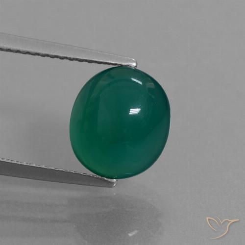 3.96ct Naturel Vert foncé moyen Agate, ovale, Translucide