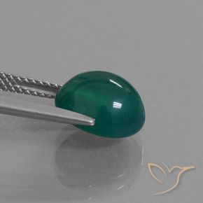 Agate Vert foncé moyen naturelle ovale, 3.96 ct, Translucide