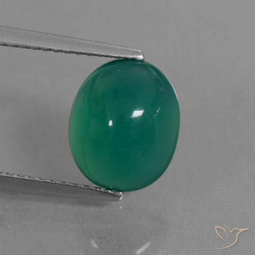 3.30ct Naturel Vert moyen Agate, ovale, Translucide, Photo A