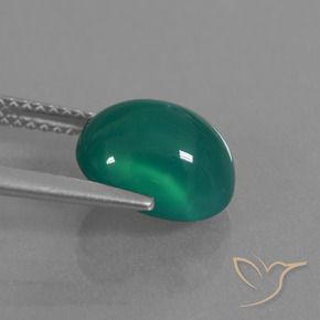 Agate Vert moyen naturelle ovale, 3.30 ct, Translucide