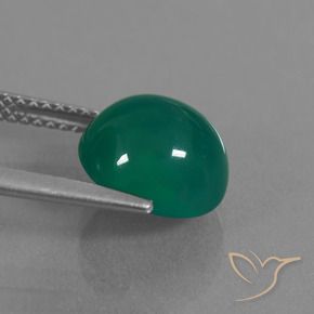 Agate Vert moyen naturelle ovale, 3.73 ct, Translucide