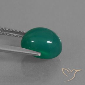 Agate Vert moyen naturelle ovale, 3.34 ct, Translucide