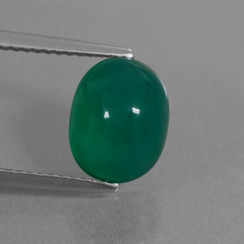 Agate vert naturelle coupe ovale, 3,60 ct, translucide