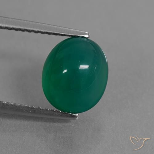 3.31ct Naturel Vert foncé moyen Agate, ovale, Translucide