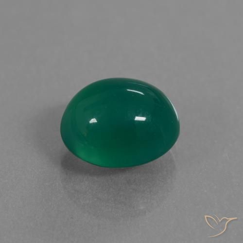 Agate Vert foncé moyen naturelle ovale, 3.31 ct, Translucide
