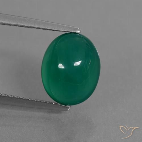 3.12ct Naturel Vert Agate, ovale, Translucide, Photo A