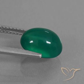 Agate Vert naturelle ovale, 3.12 ct, Translucide