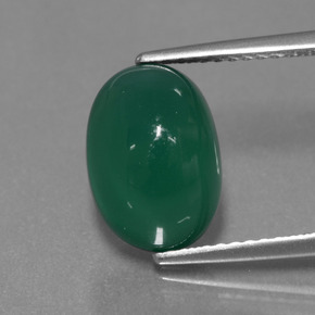 Agate vert naturelle coupe ovale, 4,47 ct, translucide