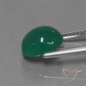 Agate Vert jaunâtre naturelle ovale, 3.33 ct, Translucide