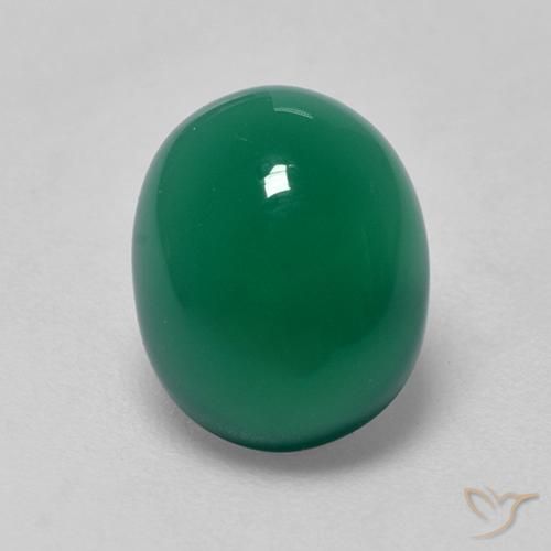 Agate vert naturelle coupe ovale, 3,00 ct, transparent