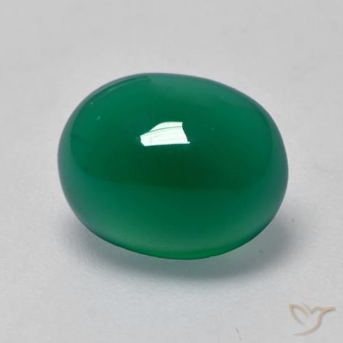 Agate vert naturelle coupe ovale, 3,00 ct, transparent