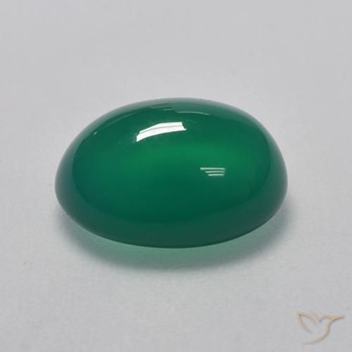 Agate vert naturelle coupe ovale, 3,00 ct, transparent