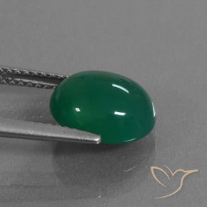Agate Vert naturelle ovale, 3.37 ct, Translucide