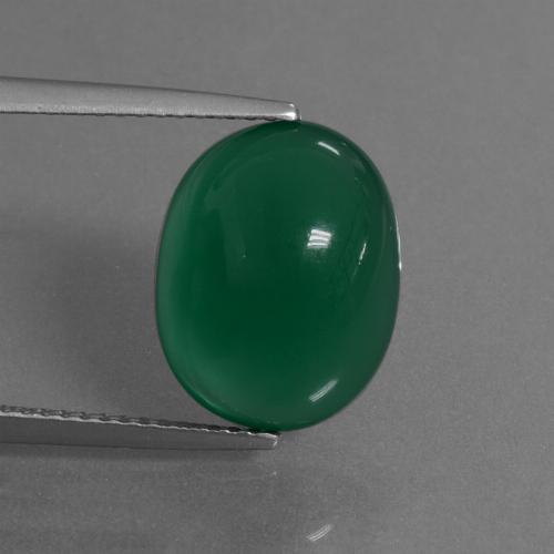 Agate vert naturelle coupe ovale, 6,27 ct, translucide