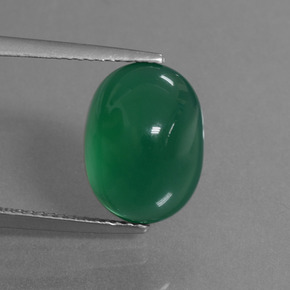 Agate vert naturelle coupe ovale, 5,72 ct, translucide