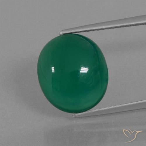7.56ct Naturel Vert moyen Agate, ovale, Translucide, Photo A