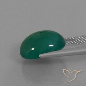Agate Vert moyen naturelle ovale, 7.56 ct, Translucide