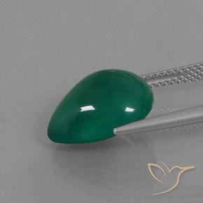 Agate Vert moyen naturelle En forme de poire, 6.44 ct, Translucide