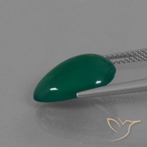 Agate Forêt verte naturelle En forme de poire, 5.45 ct, Translucide