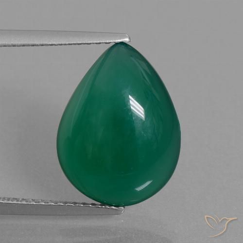6.24ct Naturel Forêt verte Agate, En forme de poire, Translucide