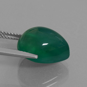 Agate vert naturelle en forme de poire, 8,45 ct, translucide
