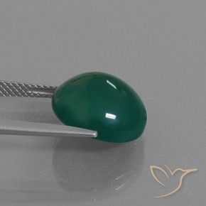 Agate Vert foncé moyen naturelle ovale, 7.80 ct, Translucide
