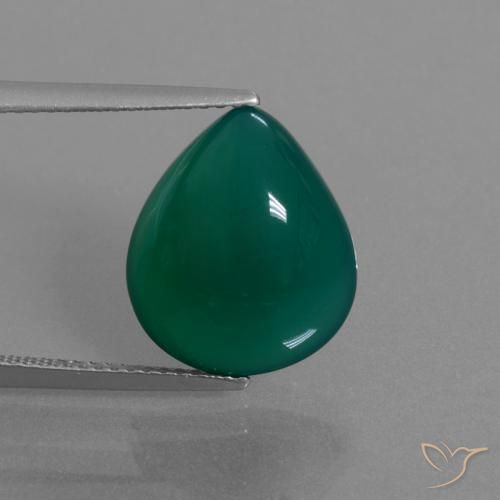 Agate vert naturelle en forme de poire, 7,33 ct, translucide