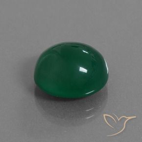 Agate Vert foncé moyen naturelle ovale, 8.75 ct, Translucide