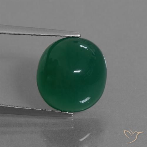 8.27ct Naturel Vert foncé moyen Agate, ovale, Translucide, Photo A