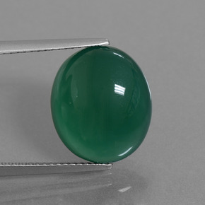 Agate vert naturelle coupe ovale, 8,32 ct, translucide