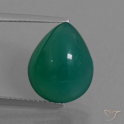 7.72ct Naturel Vert moyen Agate, En forme de poire, Translucide