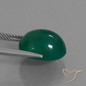 Agate Vert naturelle ovale, 7.27 ct, Translucide