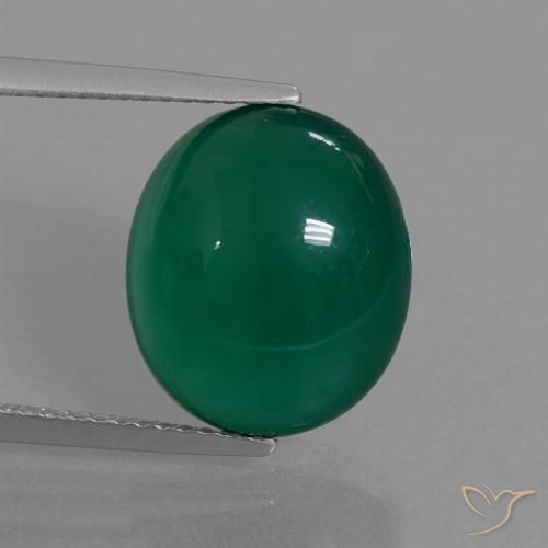 7.83ct Naturel Vert foncé moyen Agate, ovale, Translucide, Photo A