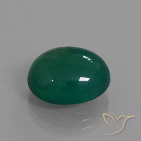 Agate Vert foncé moyen naturelle ovale, 7.83 ct, Translucide